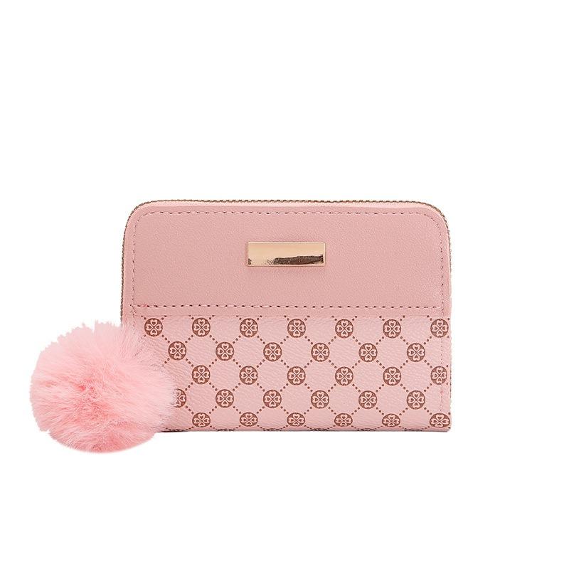 Женская сумка для мелочи, новый материал с круглым цветочным узором, отделка контрастными железными листами, короткий кошелек, повседневный маленький картхолдер.