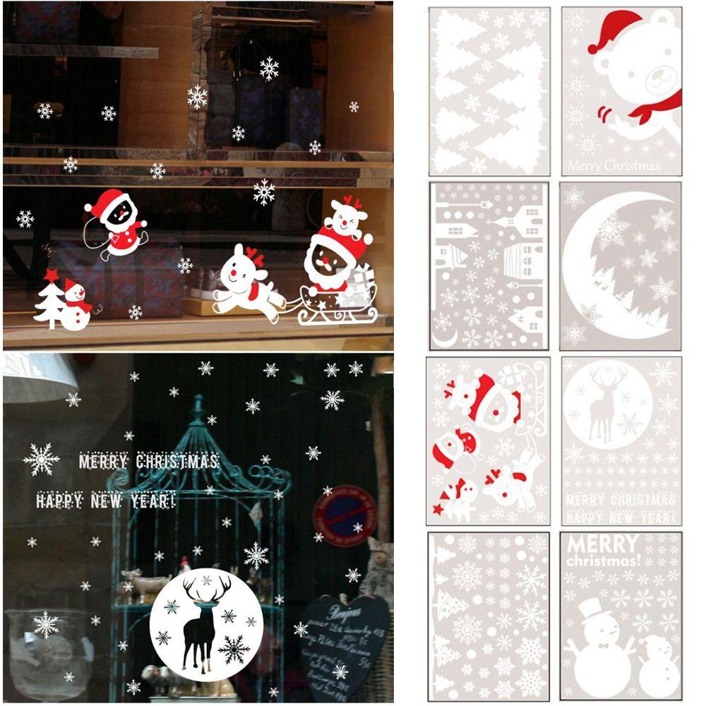 Новогодние подарки в виде снеговика и снежинки Рождественские плакаты Веселое Рождество Декор для окон Наклейки на окна