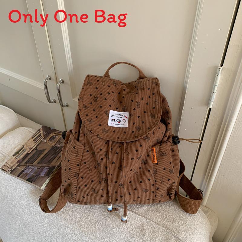 Simple Student Backpack For Women Made Of Corduroy With Lightweight Design And Adjustable Straps