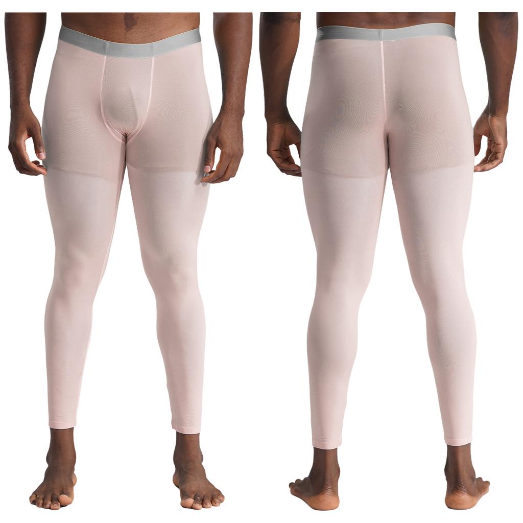 Mens Silky Yoga Leggings Seamless Stretch Fabric Gym Sports Bottoms