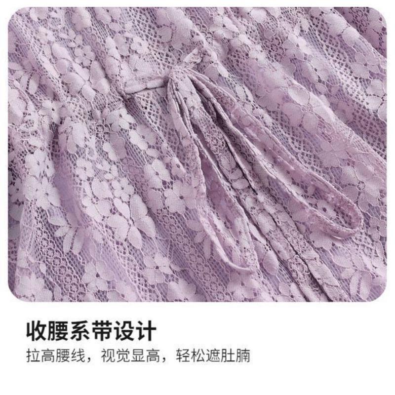 Кружевная рубашка женская с длинным рукавом весна-осень новая с V-образным вырезом средней длины по талии топ для мамы среднего возраста модный