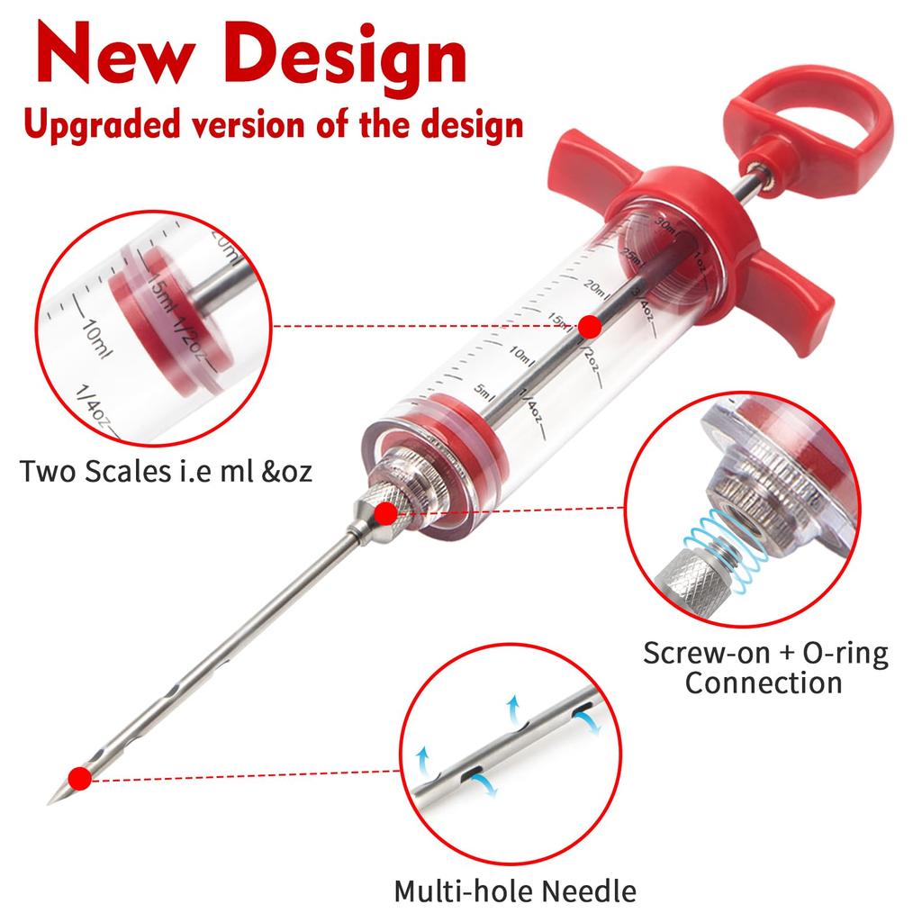 Meat Injector Syringe With Marinade Injector Needles for BBQ Grill Turkey Injector Kit Marinade Flavor Injector Home Outdoor