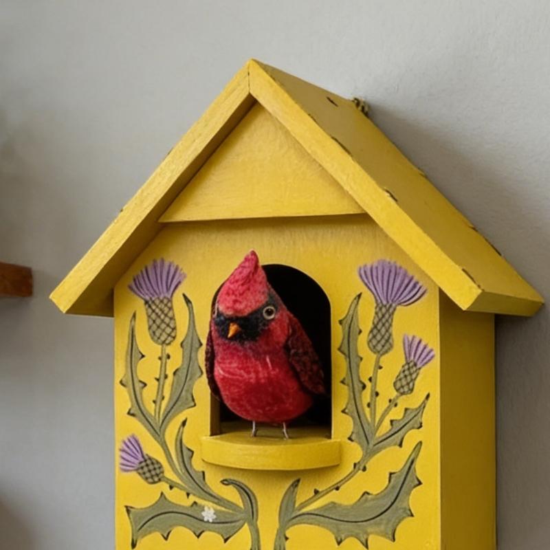 Kinetics Birdhouse Wall Art Decors with Rotating and Swaying Bird Creating Moving Shadows for Magically Room Ambiances Decors