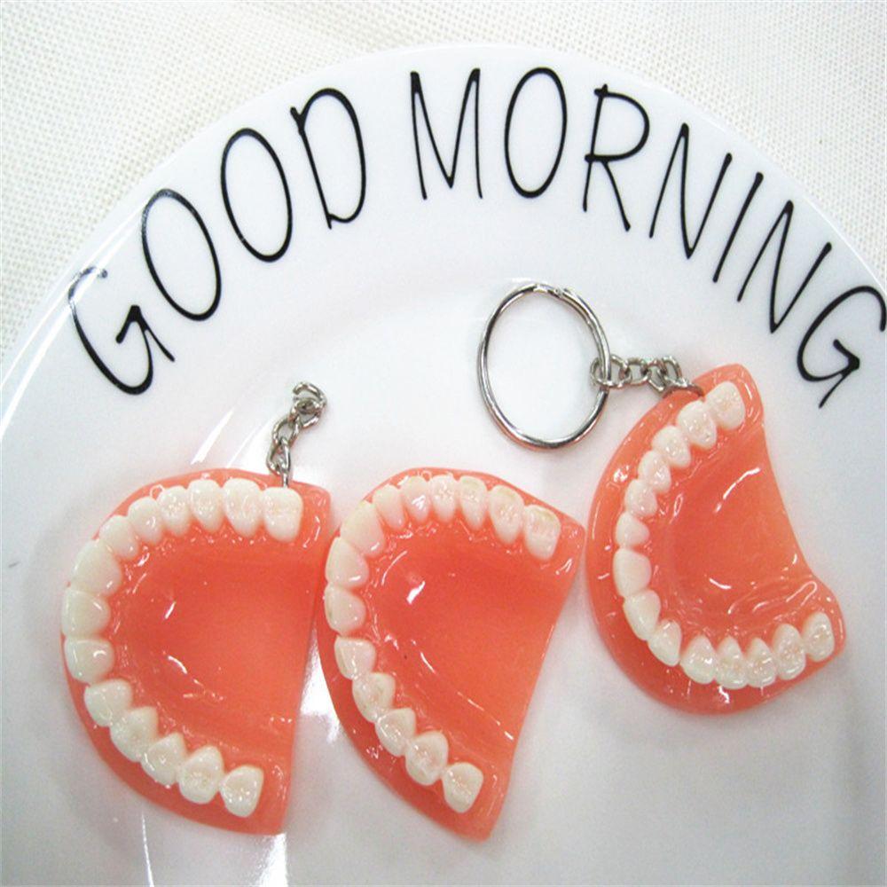Gift Teeth Shape Resin Upper Jaw Teeth Pendant Tooth Key Chain Denture Key Chain Teeth Keyring