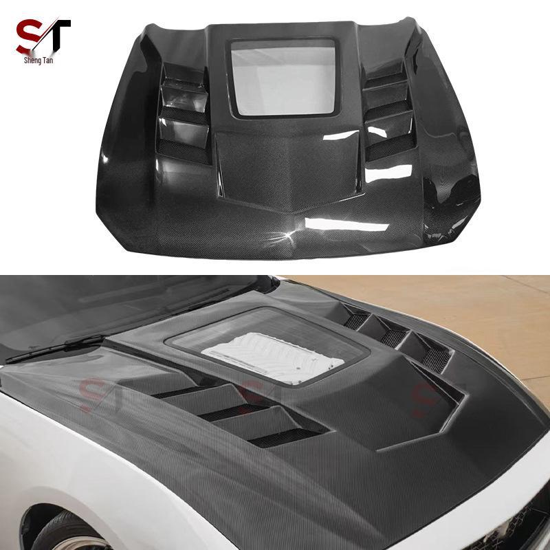 Ford Mustang Carbon Fiber Engine Hood: Transparent Style for 24+ Models
