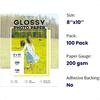 100 Sheets Glossy Photo Paper 8x10 200GSM 54LB Inkjet Printer Paper for Dye Ink