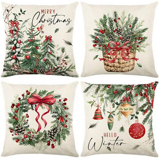 Red Festive Double-Sided Christmas Sofa Cover Towel for Holiday Home Decor