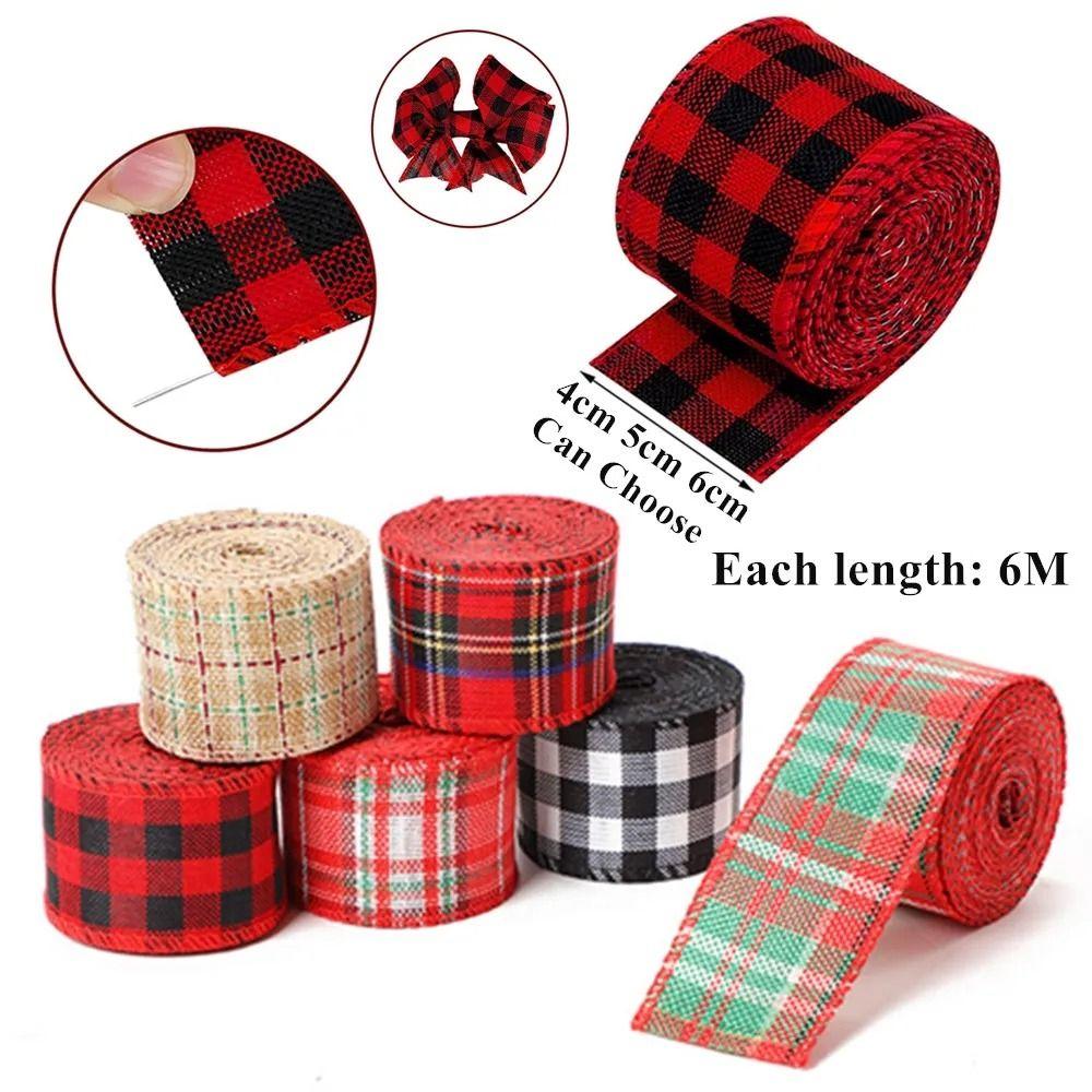 Red Black Lattice Linen Ribbon Imitation Linen Lattice Ribbon Christmas Plaid Ribbon Gift Wrapping