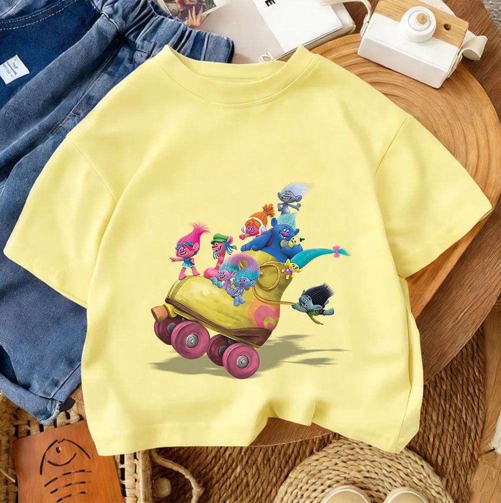 Летняя детская футболка, принт Troll Fashion, Повседневный уличный стиль