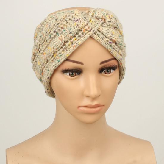 Повязка на голову Мягкая шерстяная вязаная повязка на голову с разноцветными точками Бархатная подкладка Теплая Дышащая Эластичная резинка для волос Аксессуары для волос