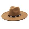 9.5Cm Big Brim Woolen Jazz Top Hat Women'S Fashion Casual Big Edge Felt Hat Men'S Jazz Hat