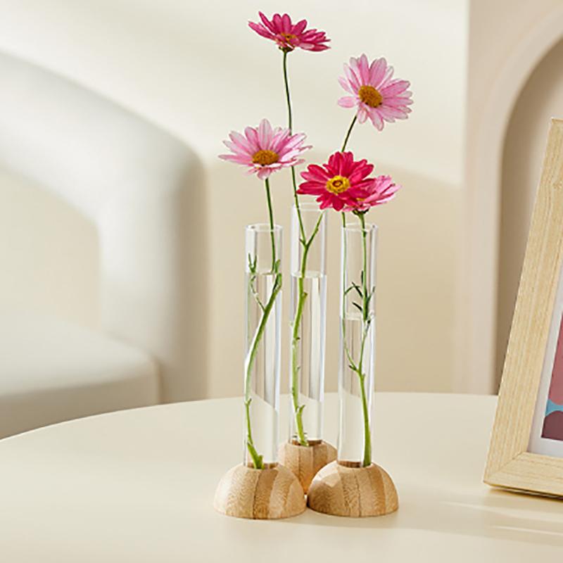 Креативный скандинавский стиль круглая стеклянная круглая ваза в деревянном искусстве гидропонные зеленые лотосные украшения стеклянные вазы настольный декор