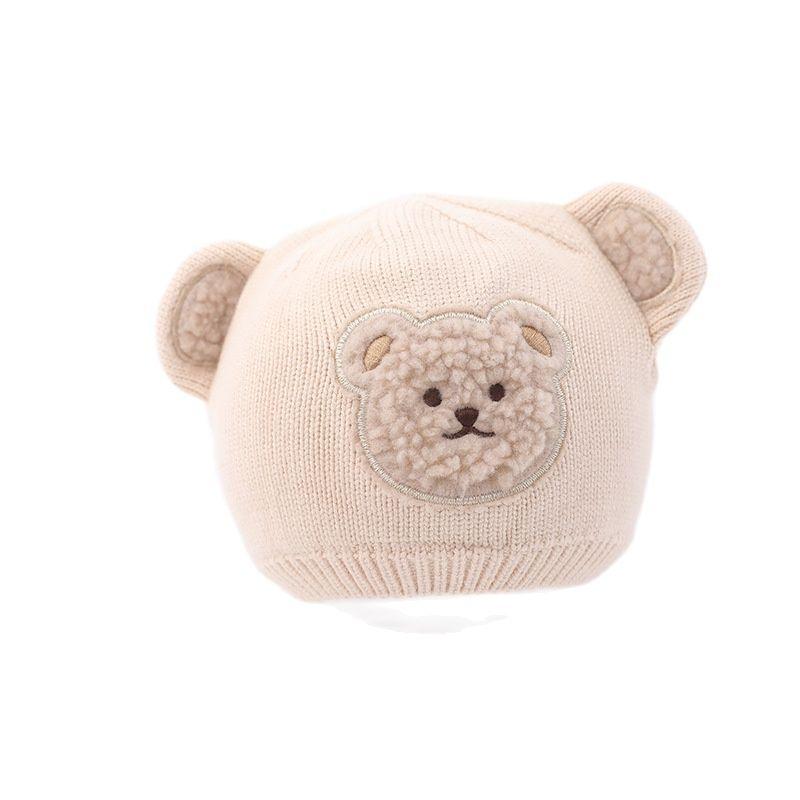 Милая зимняя вязаная детская шапка с мультяшным медведем, теплая детская шапочка для девочек и мальчиков, корейский капюшон для малышей, детские плюшевые шапочки для защиты ушей