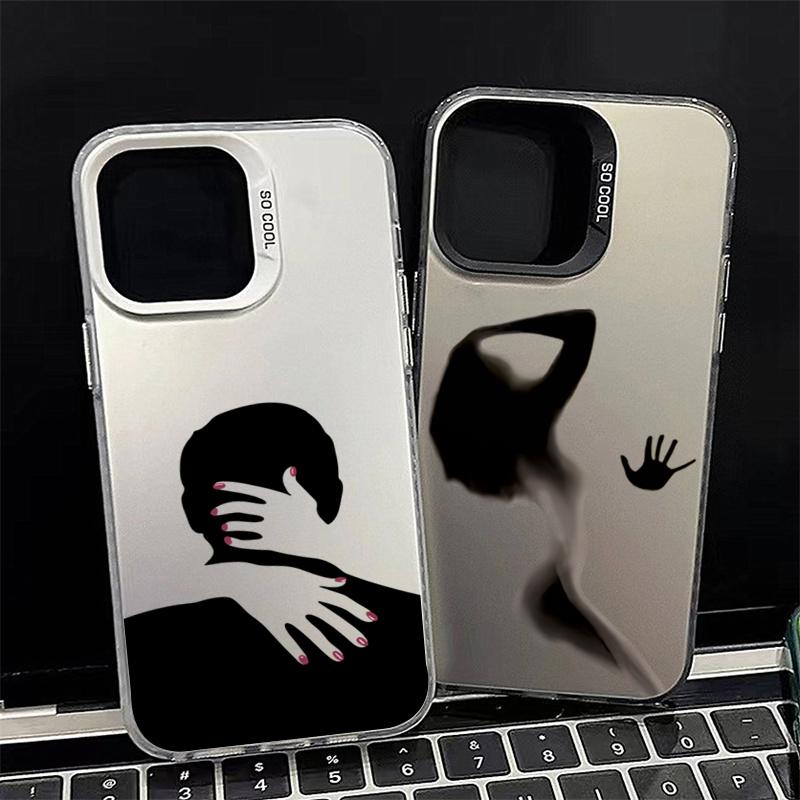 Art Hug Sexy Silhouettes Phone Case For iPhone 15 13 12 11 14 Pro Max Mini XR XS 7 8 Plus SE Plating Matte Lens Protection Cover