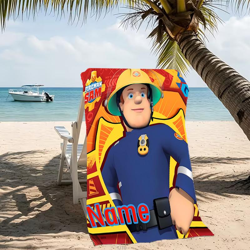 Customizable personalized beach towels Fireman Sam themed designs.Suitable for the beach, yoga, sports;ideal as beach accessories