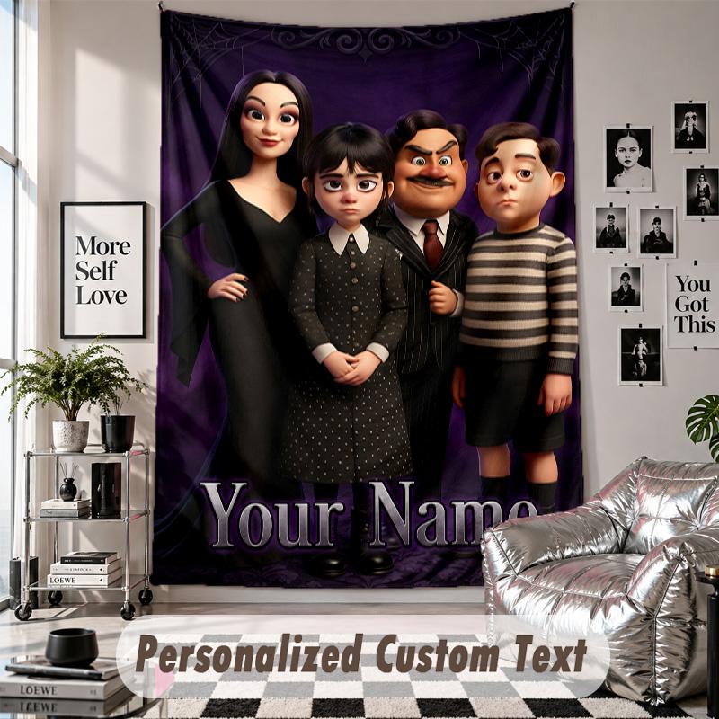 Custom Tapestry Wall Hanging, The Addams Family Personalized Name Text Home Wall Decor
