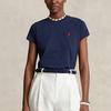 Polo Ralph Lauren SS23 Вышитая Однотонная Футболка с Коротким Рукавом и Круглым Вырезом Женские Топы Темно-Синий WMPOKNINCU20702-410