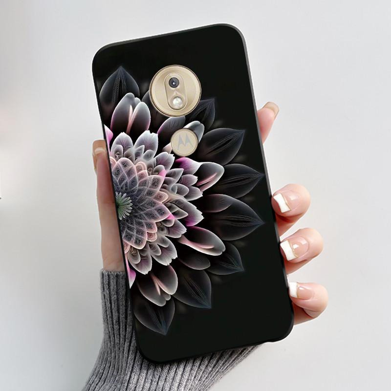 Shockproof Phone Case For Motorola Moto G7 Play Silicone Jelly Black Case Viral Butterfly Rose Printed Floral Protective Cover