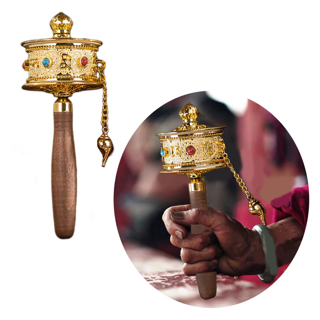 Тибетский молитвенный барабан Ручной молитвенный барабан Тибетский буддизм Шестисловные мантры Ручной буддийский молитвенный барабан