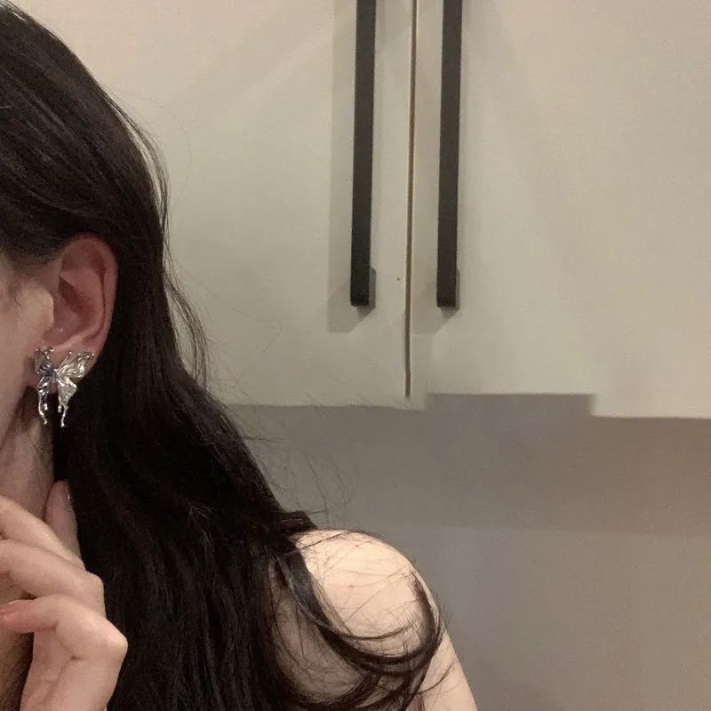 Корейская мода готический панк стиль стерео бабочка женские серьги для крутых женщин металлические висячие серьги комплект ювелирных изделий для вечеринки