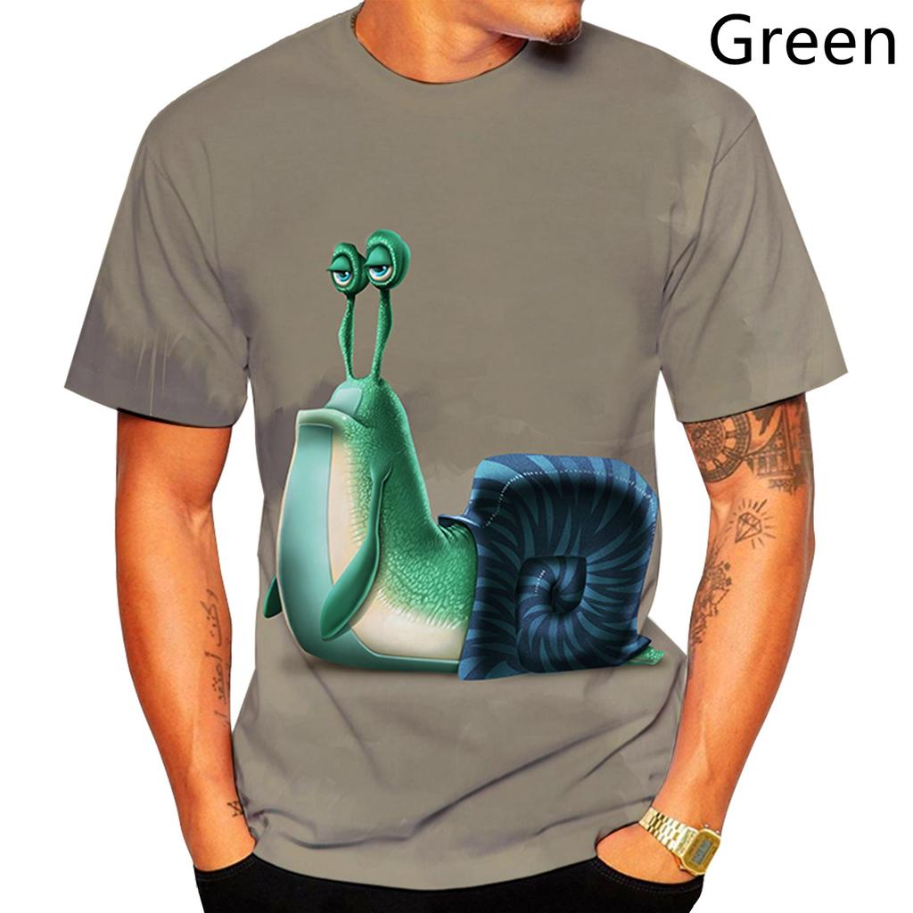 Летний топ с круглым вырезом и 3D-принтом с забавным узором улитки, модная повседневная мужская футболка с коротким рукавом