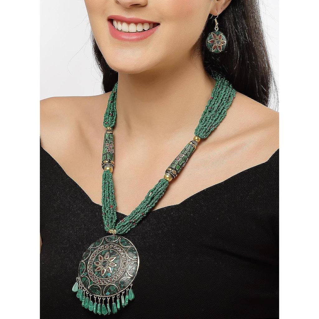 Shining Diva Fashion Последний стильный традиционный тибетский кулон Ожерелье Ювелирный набор для женщин