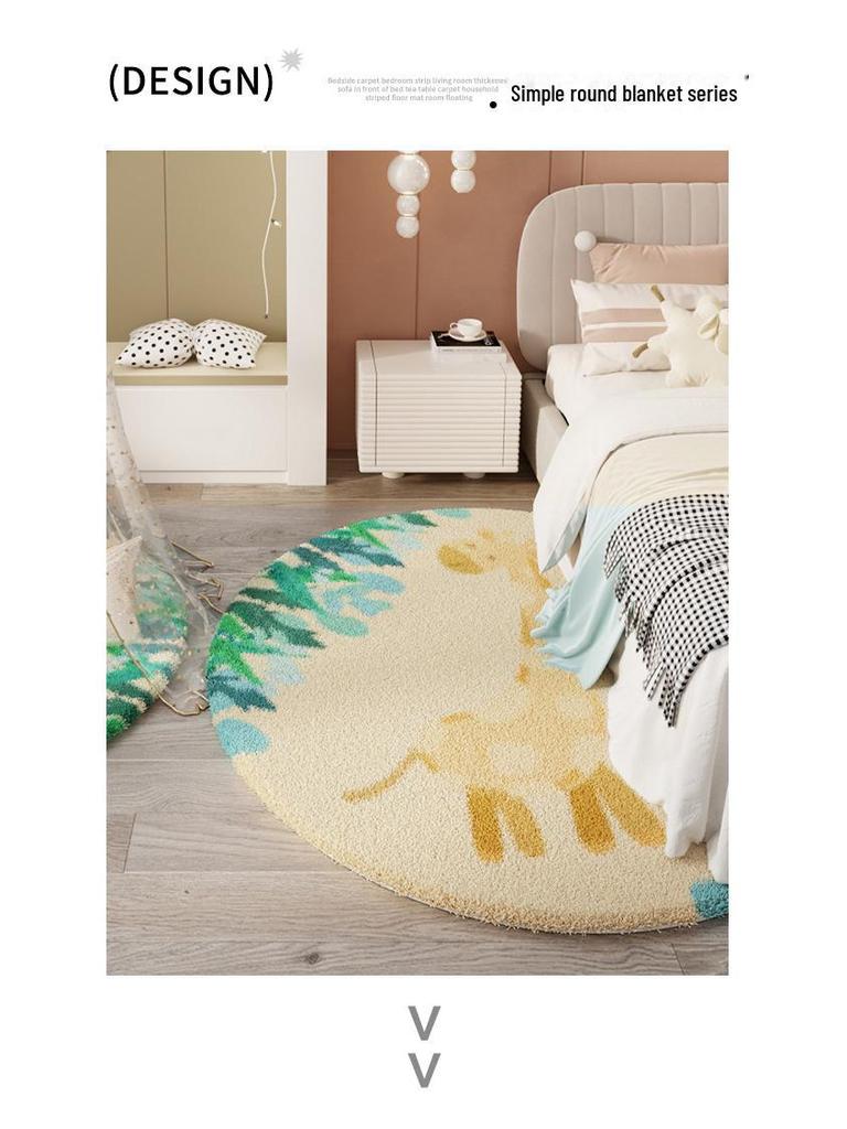 Круглый ковер с рисунком в скандинавском стиле для гостиной, кабинета или спальни – детский коврик для журнального столика и прикроватный коврик