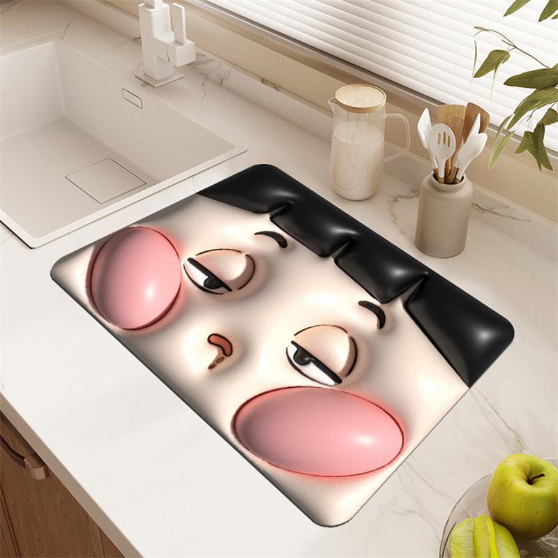 3d Stereoscopic Drain Pad Rubber Dish Drying Mat Super Absorbent Drainer Mats Tableware Bottle Rugs Kitchen Dinnerware Placemat