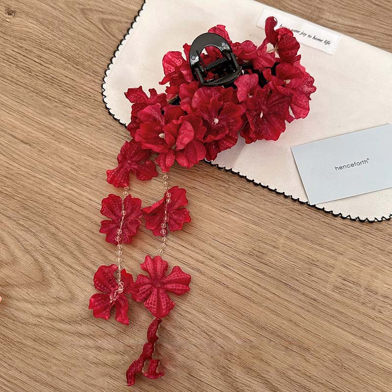 Bohemia Colorful Hydrangea Flower Hair Claw For Women Girls Sweet Cute Petal Tassel Shark Hair Clip Hairpin Hair Accessories