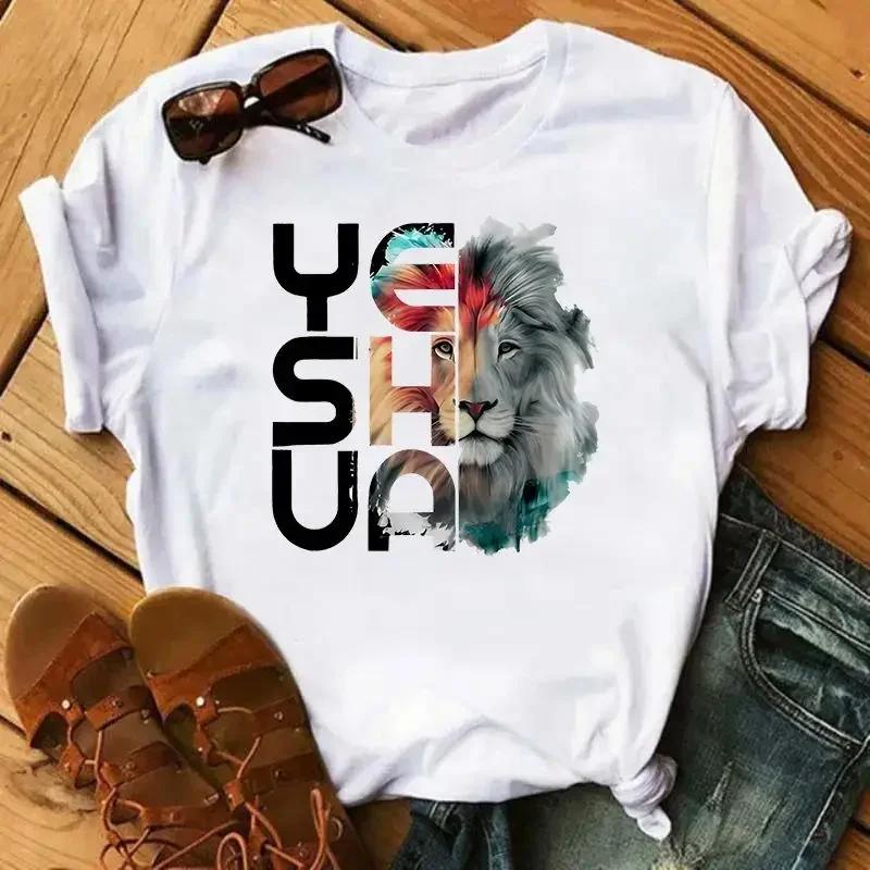 Футболка с принтом Faith Letter, женская, с коротким рукавом, с круглым вырезом, модная, повседневная, спортивная, базовая одежда, летние женские футболки с графикой