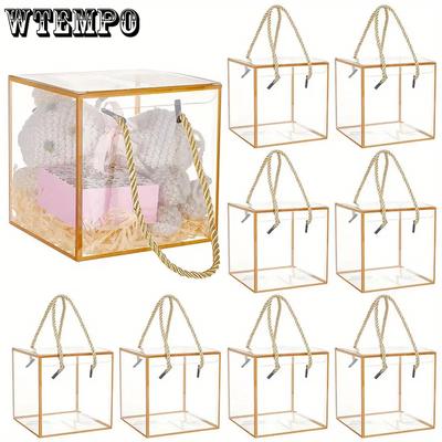 WTEMPO 10 шт. прозрачные пластиковые подарочные коробки с веревками складные кубические прозрачные коробки для дня рождения свадьбы вечеринки украшения подарочные коробки для угощений