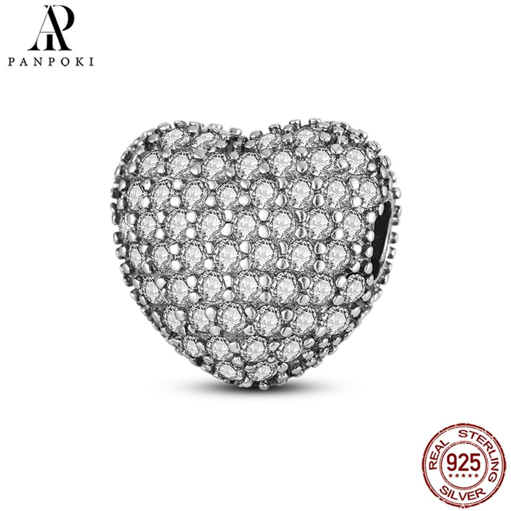 PANPOKI SS925 Sterling Silver Fixed Clip Stopper Beads Fit Bracelets Necklace NEW Luxury Women Gift DIY Jewelry Making