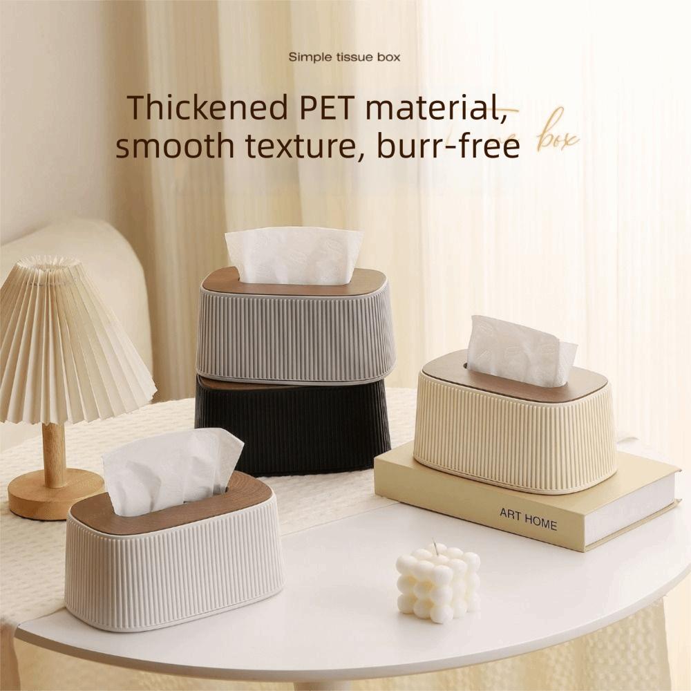 Smooth Tissue Box with Lid Large Opening Desktop Tissue Dispenser Facial Tissue Holder Office