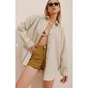 Women's Beige Oversize Linen Shirt
