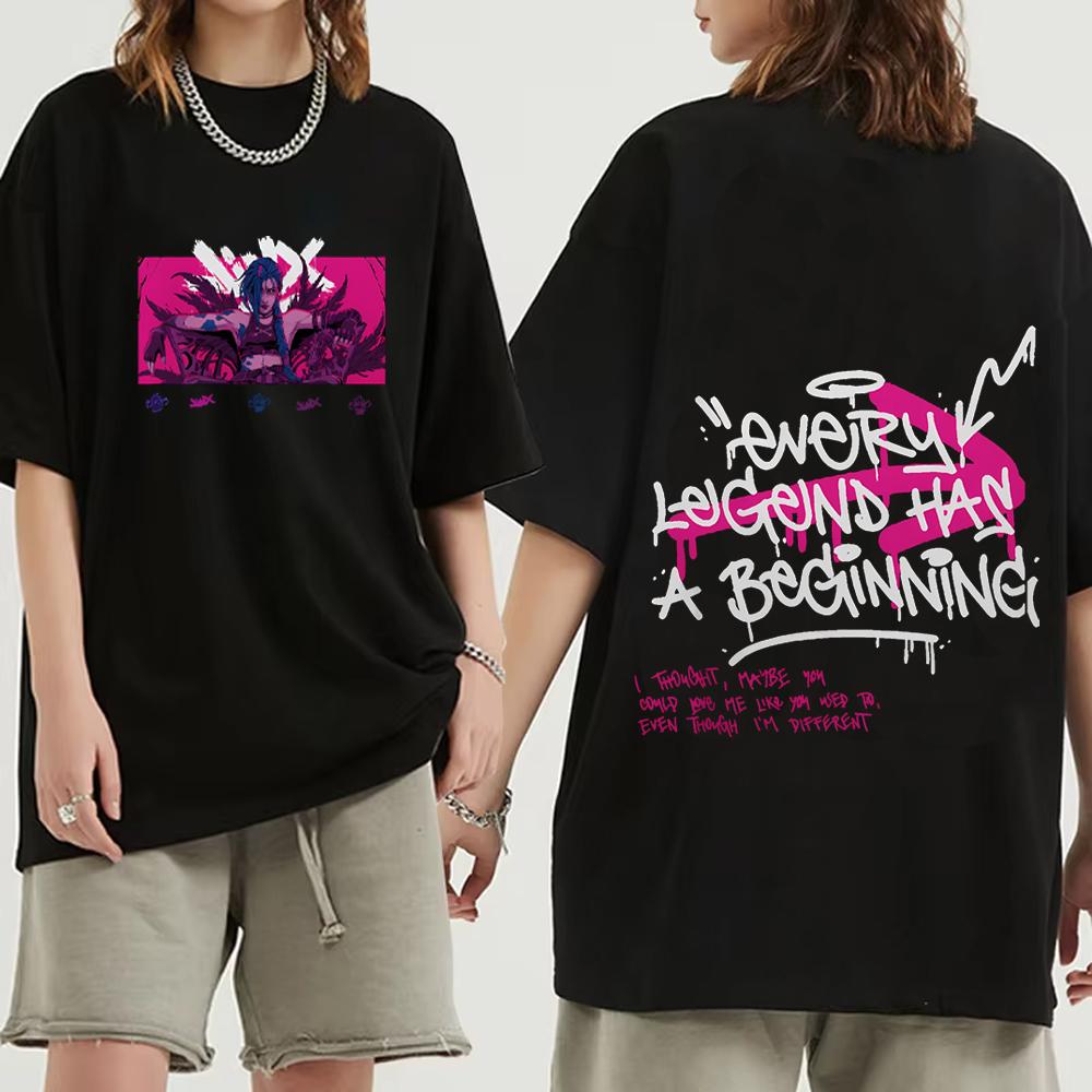 Футболка Arcane Jinx Graffiti Футболки Monkey Game Lovers Мужские и женские футболки Harajuku Casual с коротким рукавом Летние футболки в стиле хип-хоп Streetwea