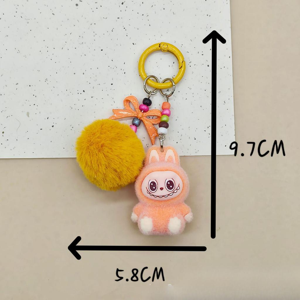 Three-dimensional Flocking Keychain Pendant Cute Bag Accessories Doll Cartoon Ornament