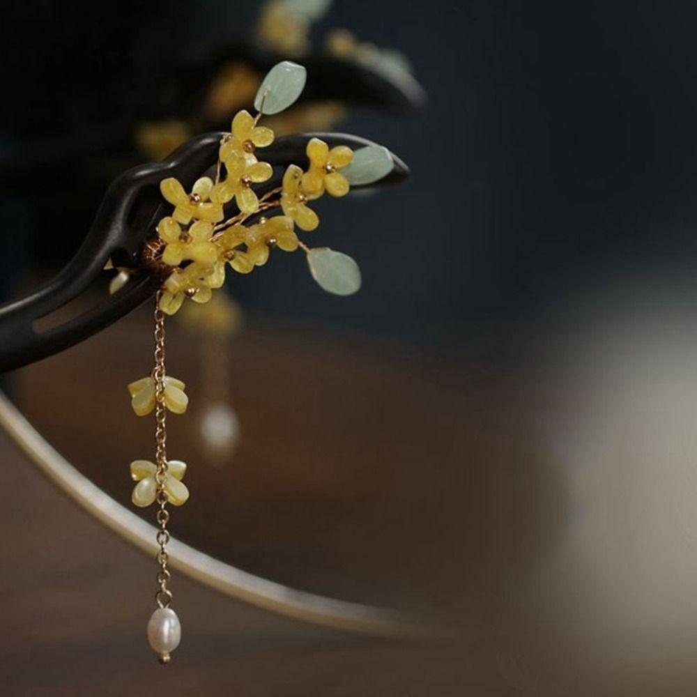 Flower Rabbit Ancient Style Hairpin Wooden Hairpin Chinese Style Headwear Hanfu Hair Sticks