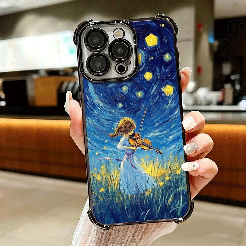 Violin Music Soft Phone Case For iPhone 15 16 17 Air 14 Pro Max 16E Plus 13 12 Mini Plating Anti-Fall Fundas