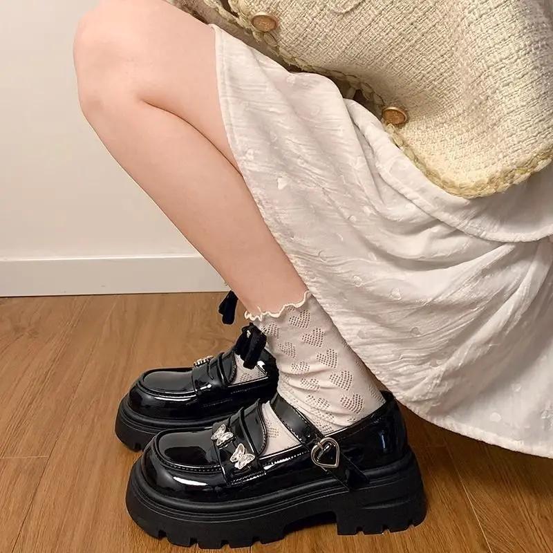 Модные женские туфли-лодочки с круглым носком, лоферы, женская обувь на платформе со средним каблуком, повседневная обувь, нескользящая, лето 2025, шикарный и элегантный тренд