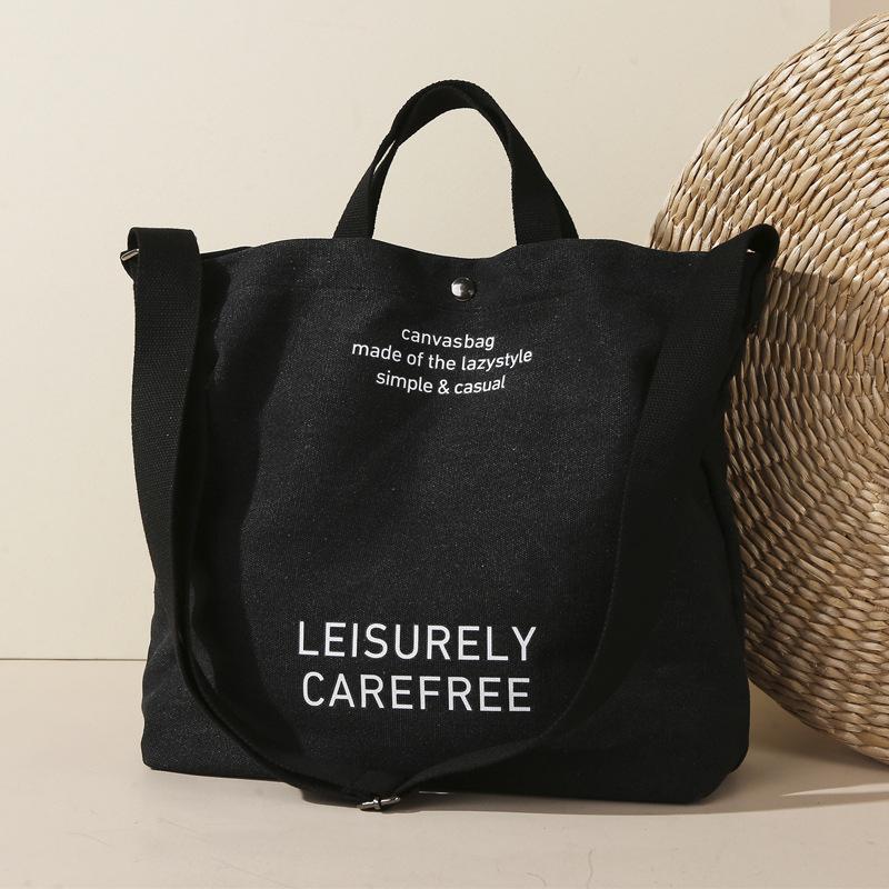 Large-Capacity Casual Simple Shopping Bag Japanese Simple Student Class Messenger Bag Handbag Canvas Shoulder Bag Women