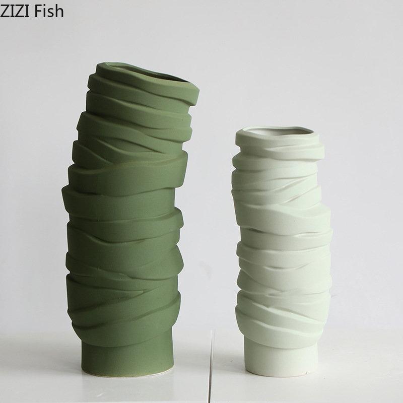Minimalism Twisted Bandage Ceramic Vase Desk Decoration Floral Vases Porcelain Flowers Pots Flower Arrangement Modern Home Decor