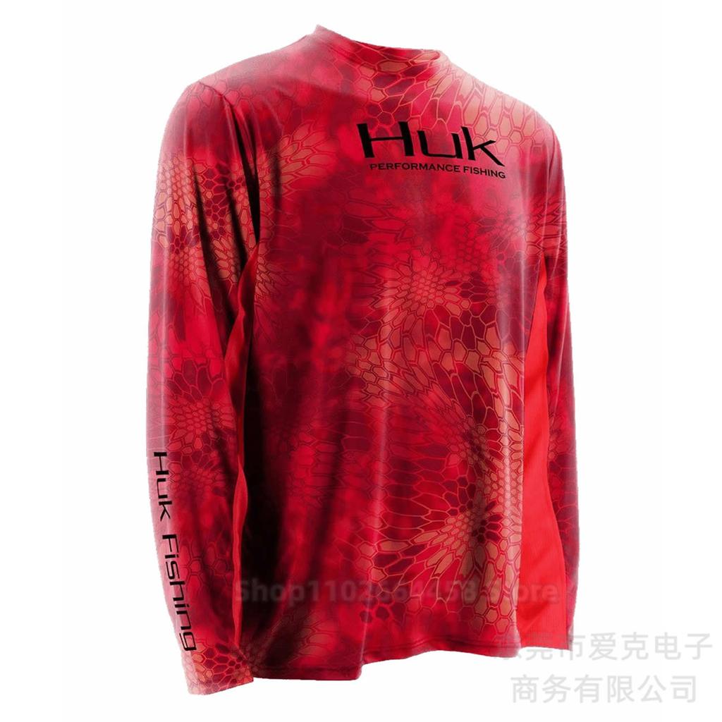 HUK fishing suit sun protection summer outdoor sports long-sleeved Uv protective fishing shirt quick drying top men
