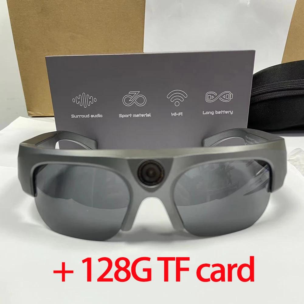 Многофункциональные смарт-очки Bluetooth с камерой, записью фото и видео в формате 2K, музыкой/звонками/спортом/путешествиями/вождением/деловыми солнцезащитными очками