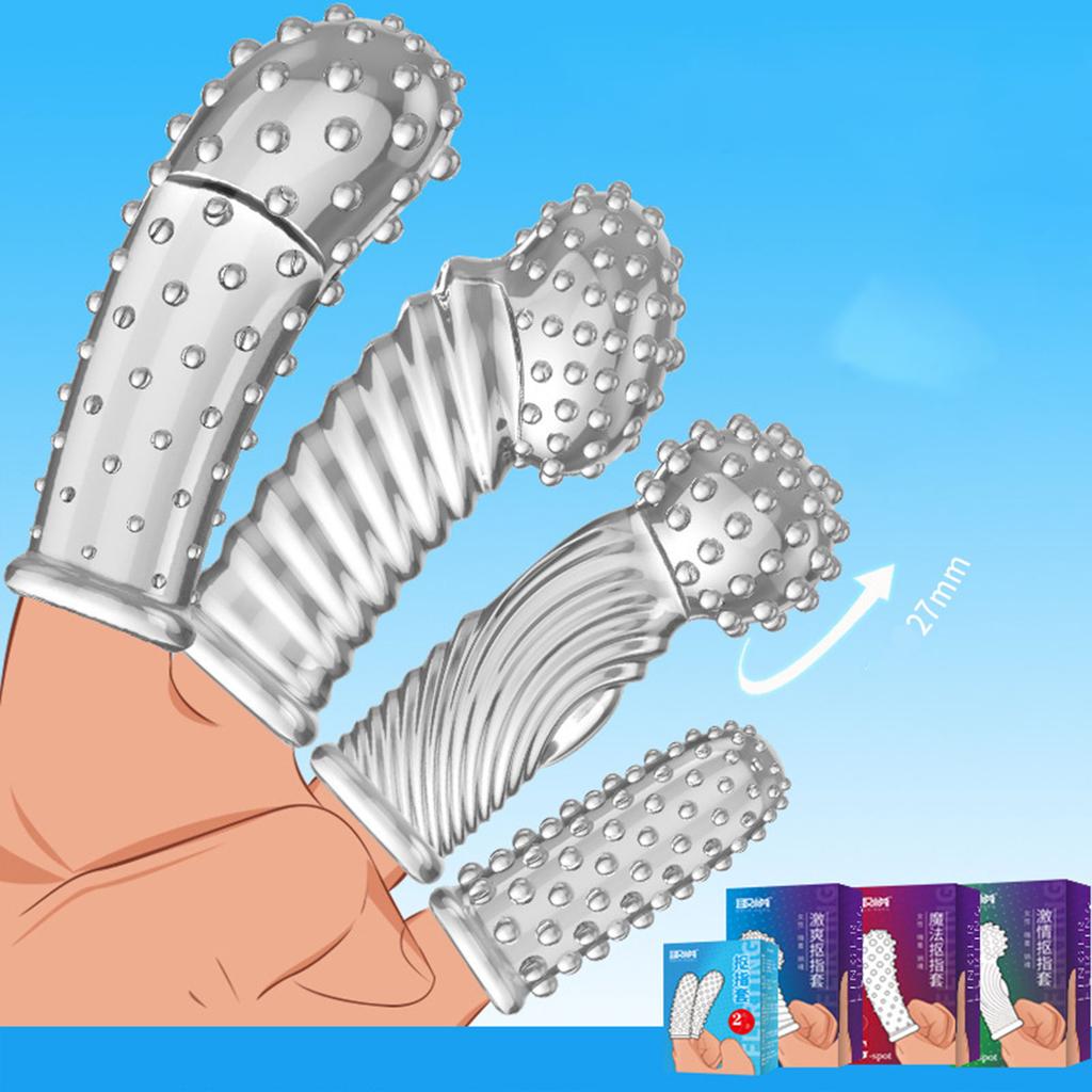 2 шт., презервативы для стимуляции клитора с шипами, нитью, рукавами для пальцев для женщин, вагинальный массаж точки G, секс-игрушки для пар, Les