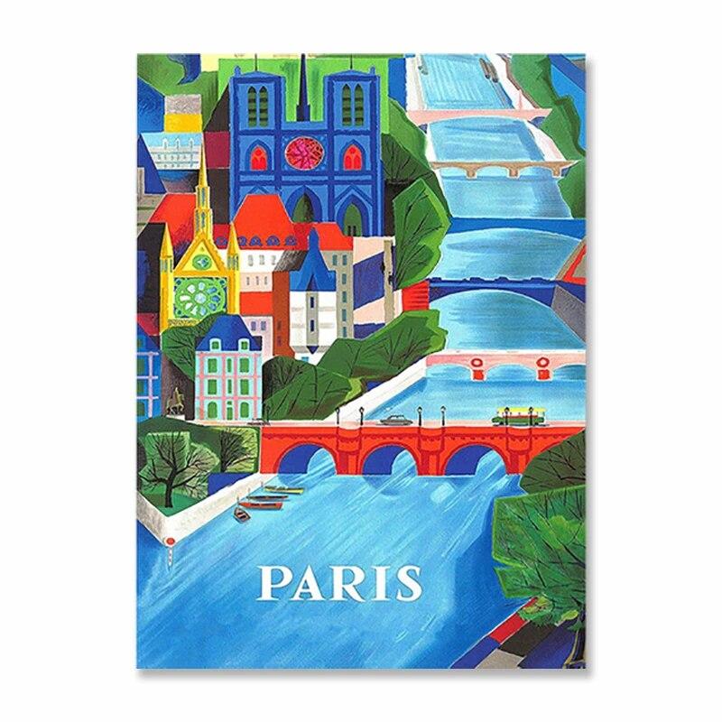 Vintage Famous City Landscape Posters Metal Tin Signs Italy France Greece Hawaii Retro Plate Wall Art Decor for Living Room Home