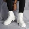 Fashion White Boots For Men New British Style Platform Motorcycle Boots Good Quality Casual Men’s High Top Leather Shoes Punk 2023