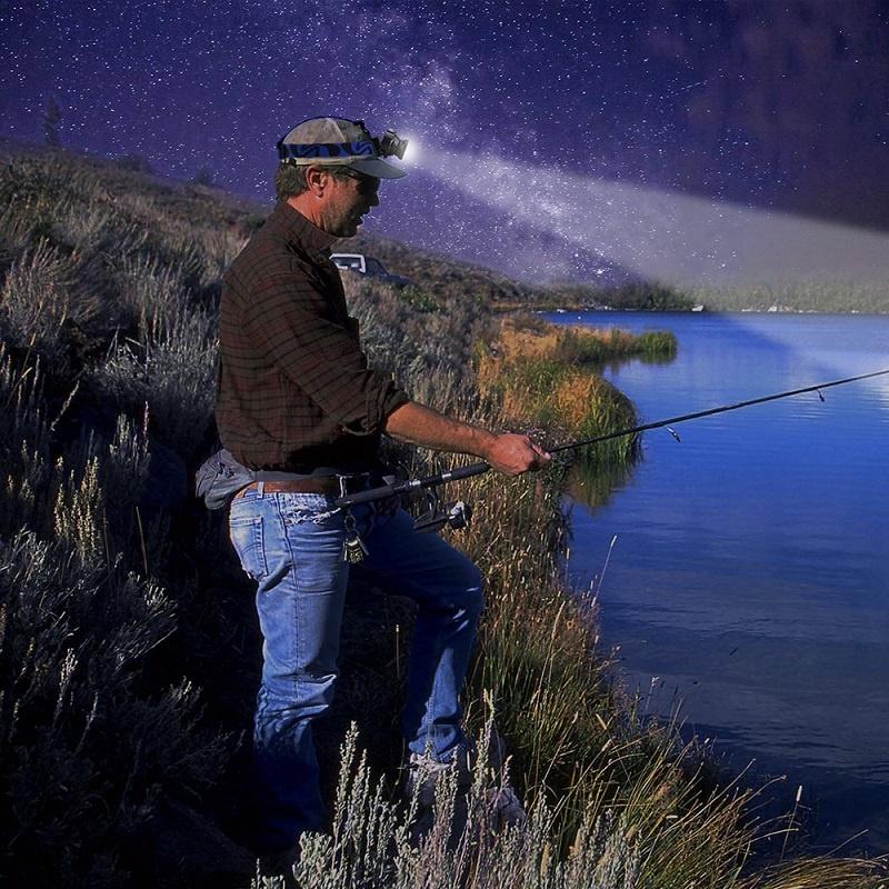 Светодиодная перезаряжаемая водонепроницаемая светодиодная фара. Поворотный зум, 3 режима налобного фонаря. Встроенная литиевая батарея для рыбалки, езды на велосипеде, кемпинга.