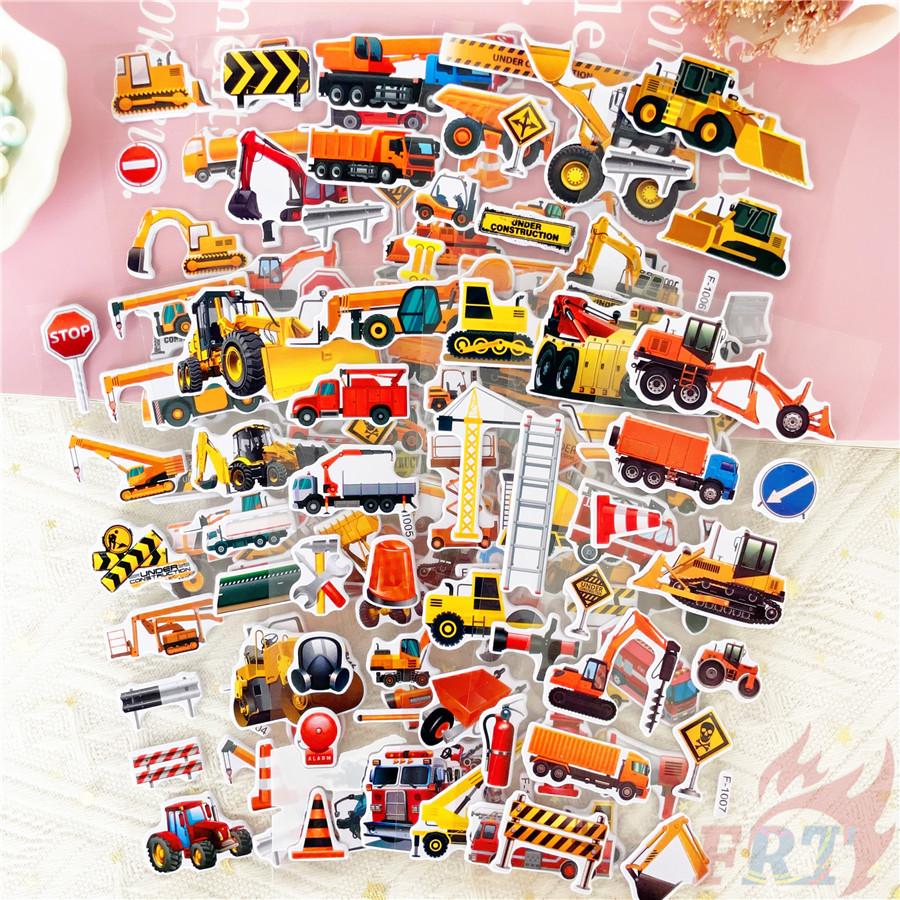 12Sheets/set Engineering Vehicle Rewards Sticker Puffy Bubble Toys Stickers