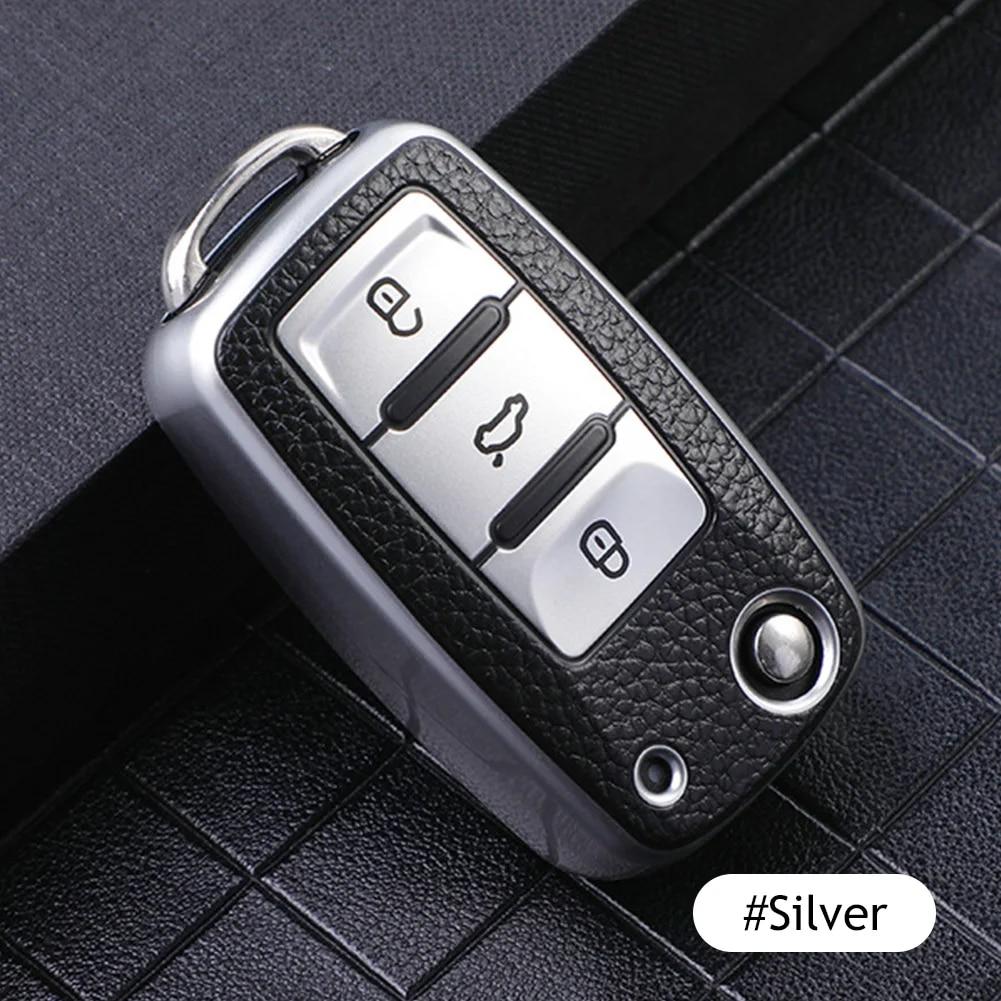 Leather Car Key Case Keys Full Cover Protection Shell Bag for VW Volkswagen Polo Tiguan Passat Golf Jetta Lavida Skoda Octavia