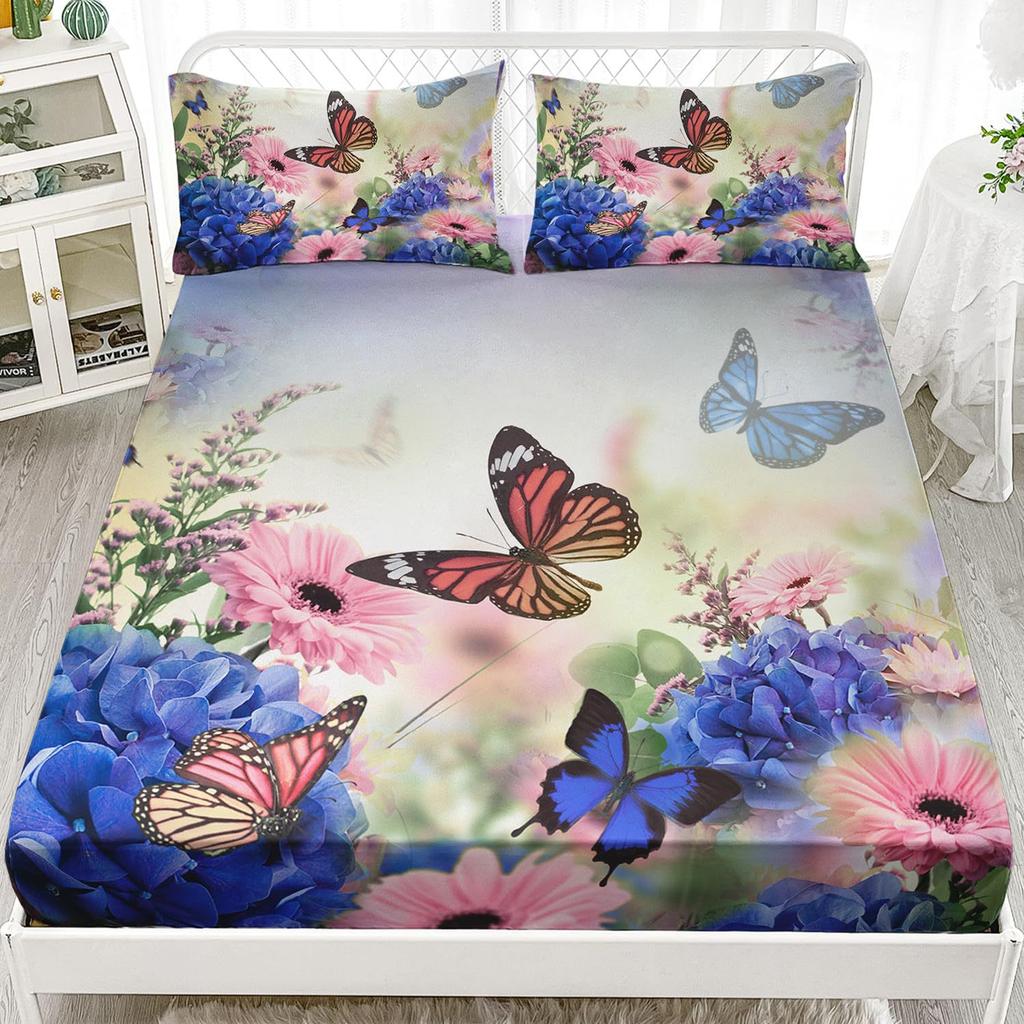 Красивый матрас с узором бабочек, трехпредметный комплект постельного белья с цифровой печатью, для взрослых и детей